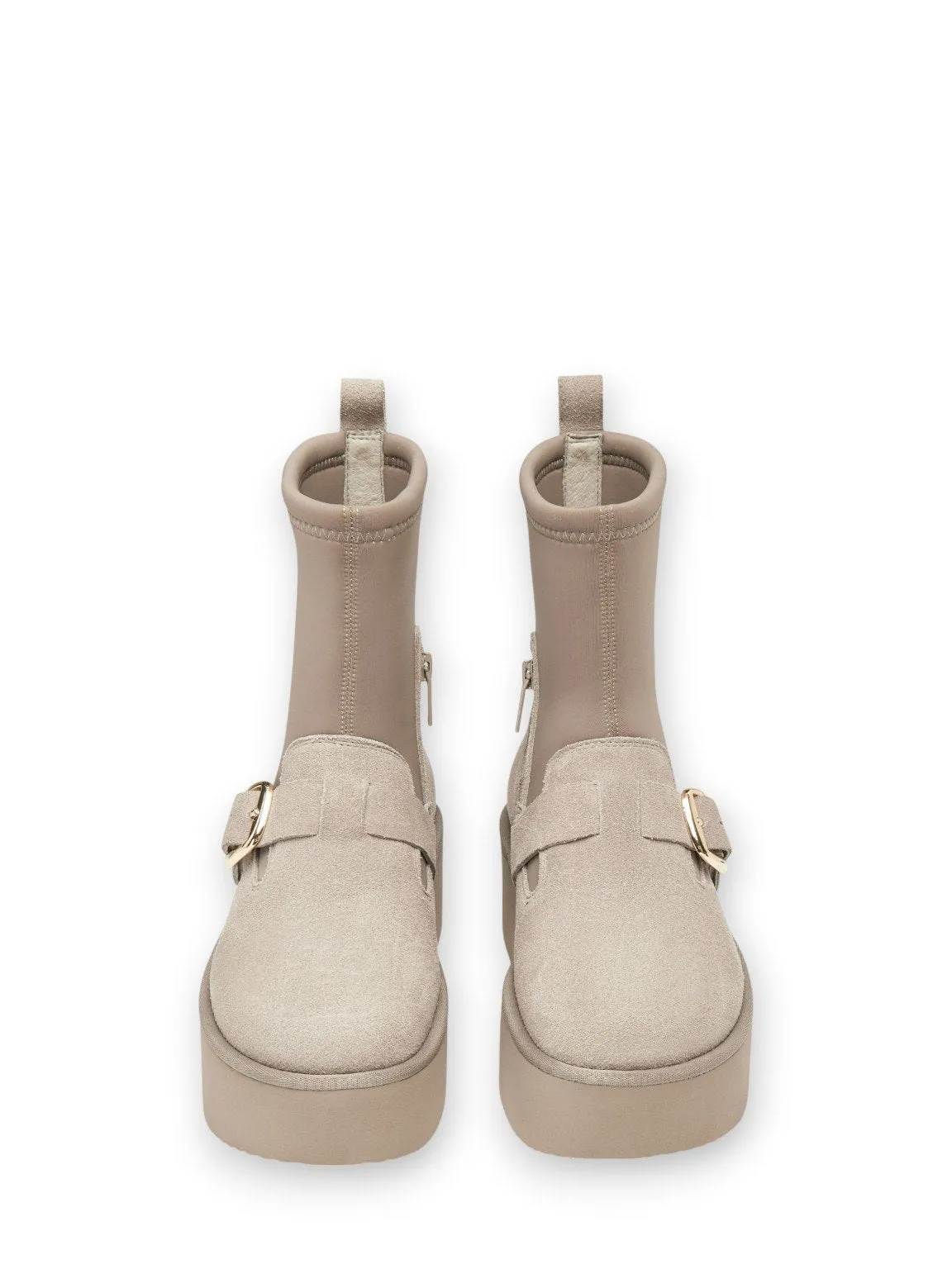 Stretch Buckle Platform Boots