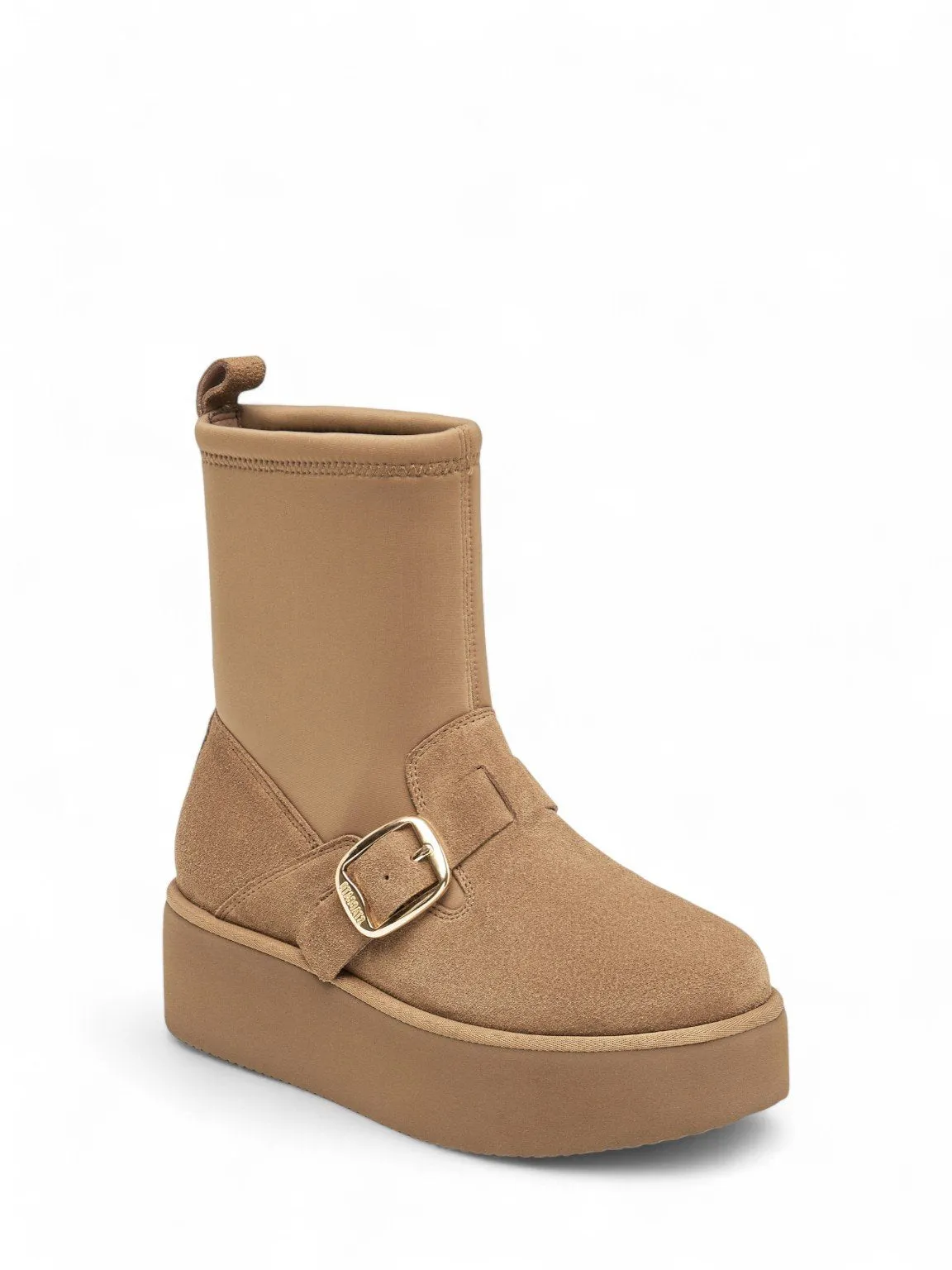 Stretch Buckle Platform Boots