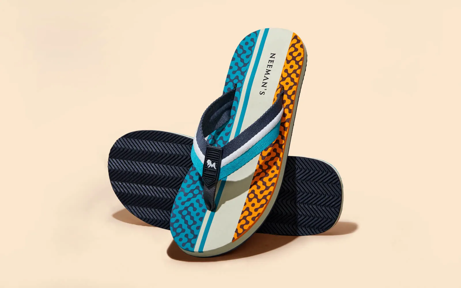 Striped Fusion Flips : Teal-Ivory-Orange