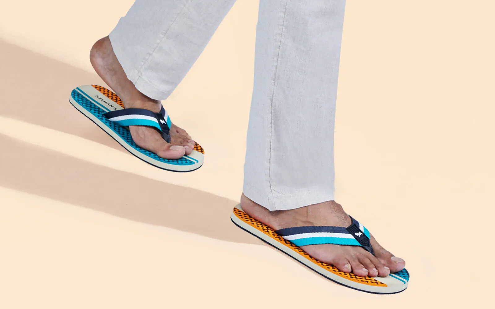Striped Fusion Flips : Teal-Ivory-Orange