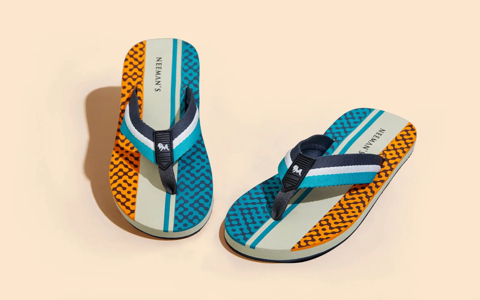 Striped Fusion Flips : Teal-Ivory-Orange