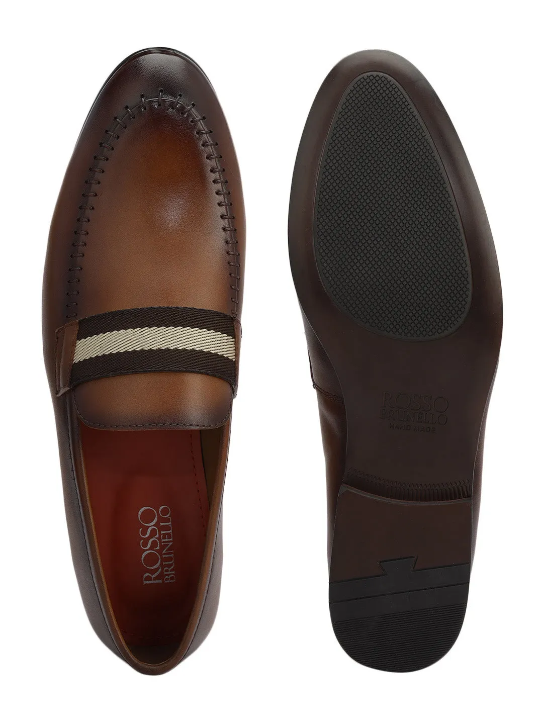Tan Loafers With Contrast Panel