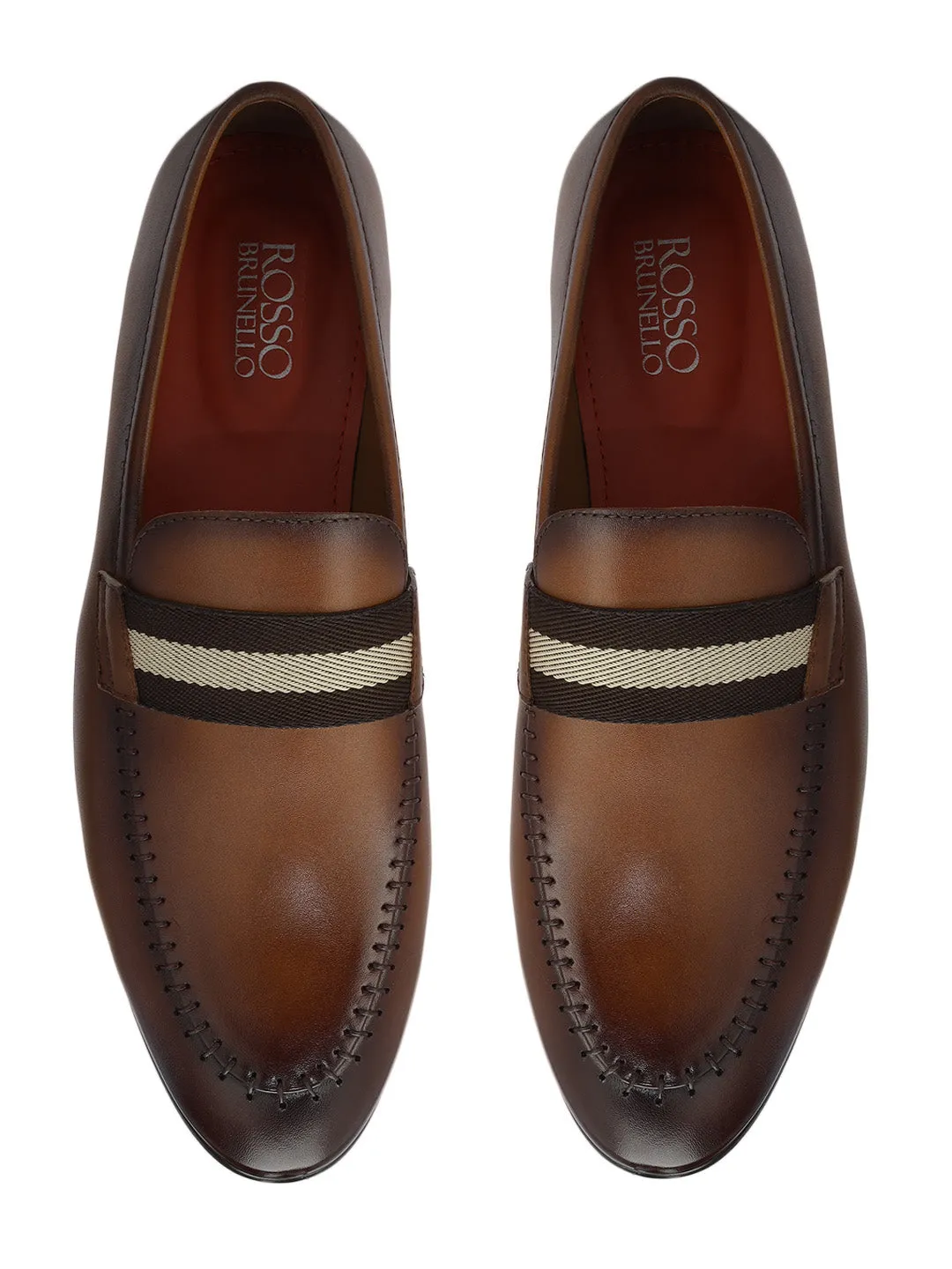 Tan Loafers With Contrast Panel
