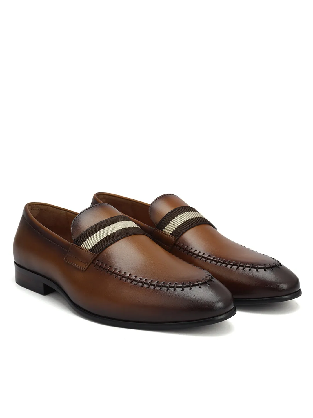 Tan Loafers With Contrast Panel