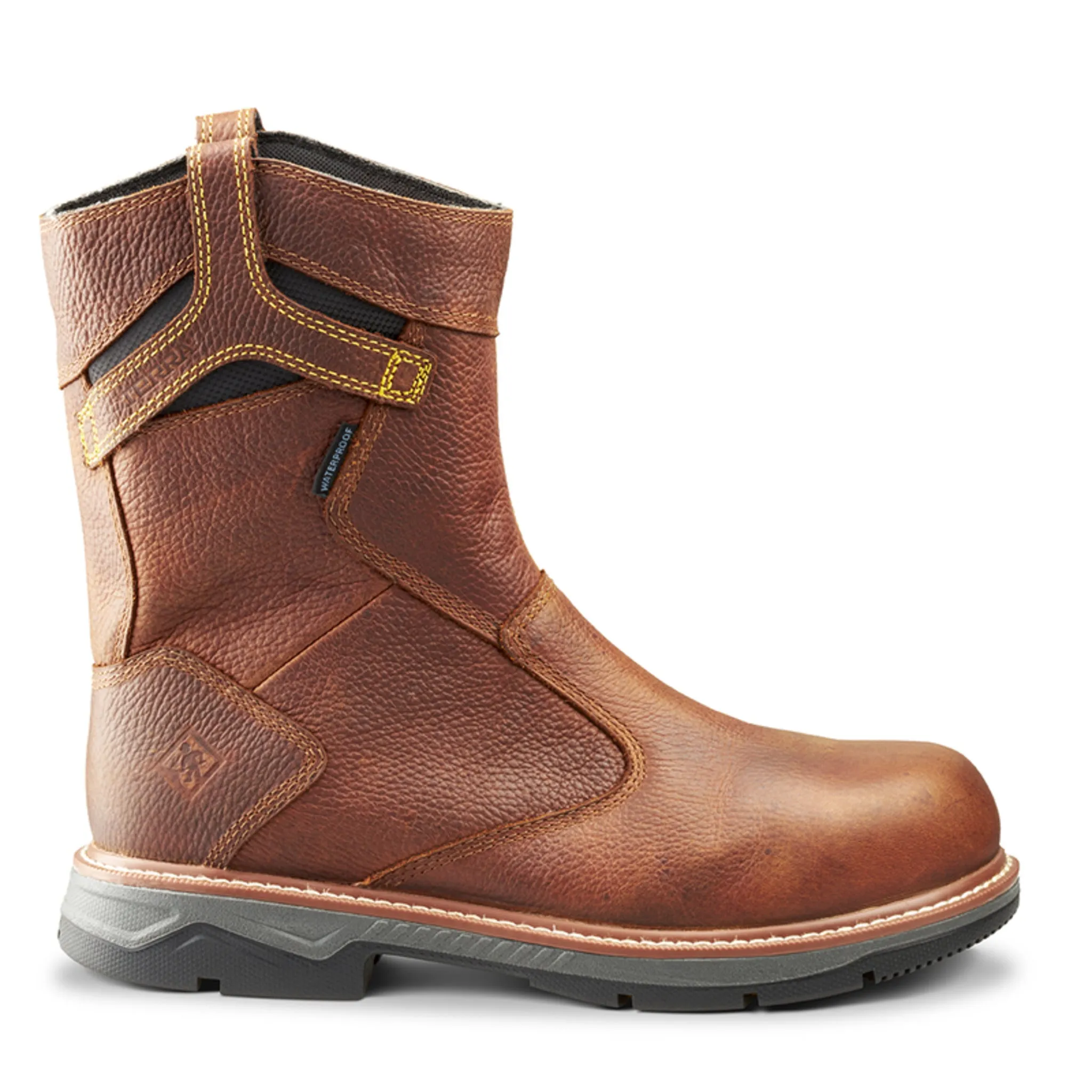 Terra Men's Safety Work Boots Patton Wellington 8" Leather Waterproof with Composite Toe and Plate | Sizes 3-15