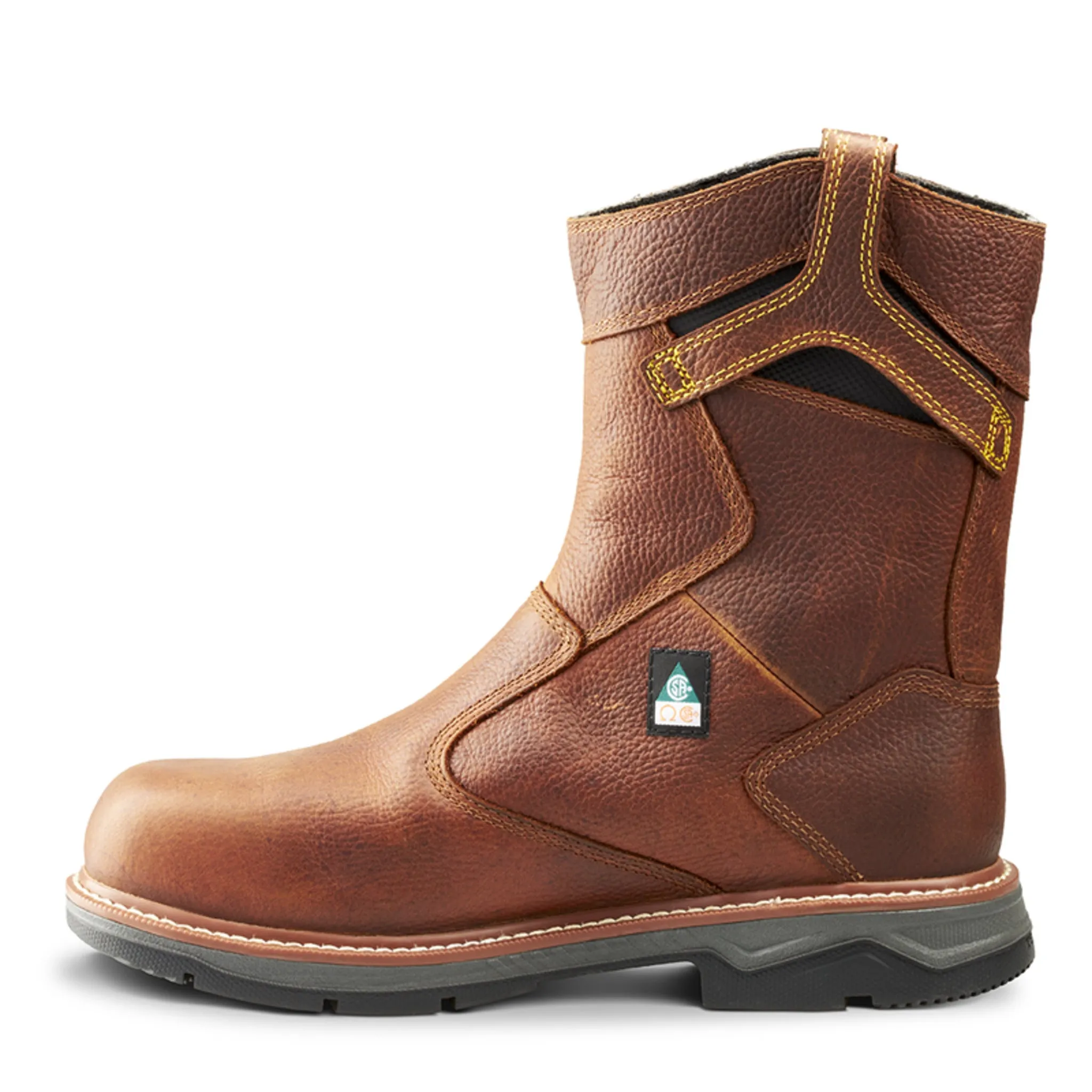 Terra Men's Safety Work Boots Patton Wellington 8" Leather Waterproof with Composite Toe and Plate | Sizes 3-15