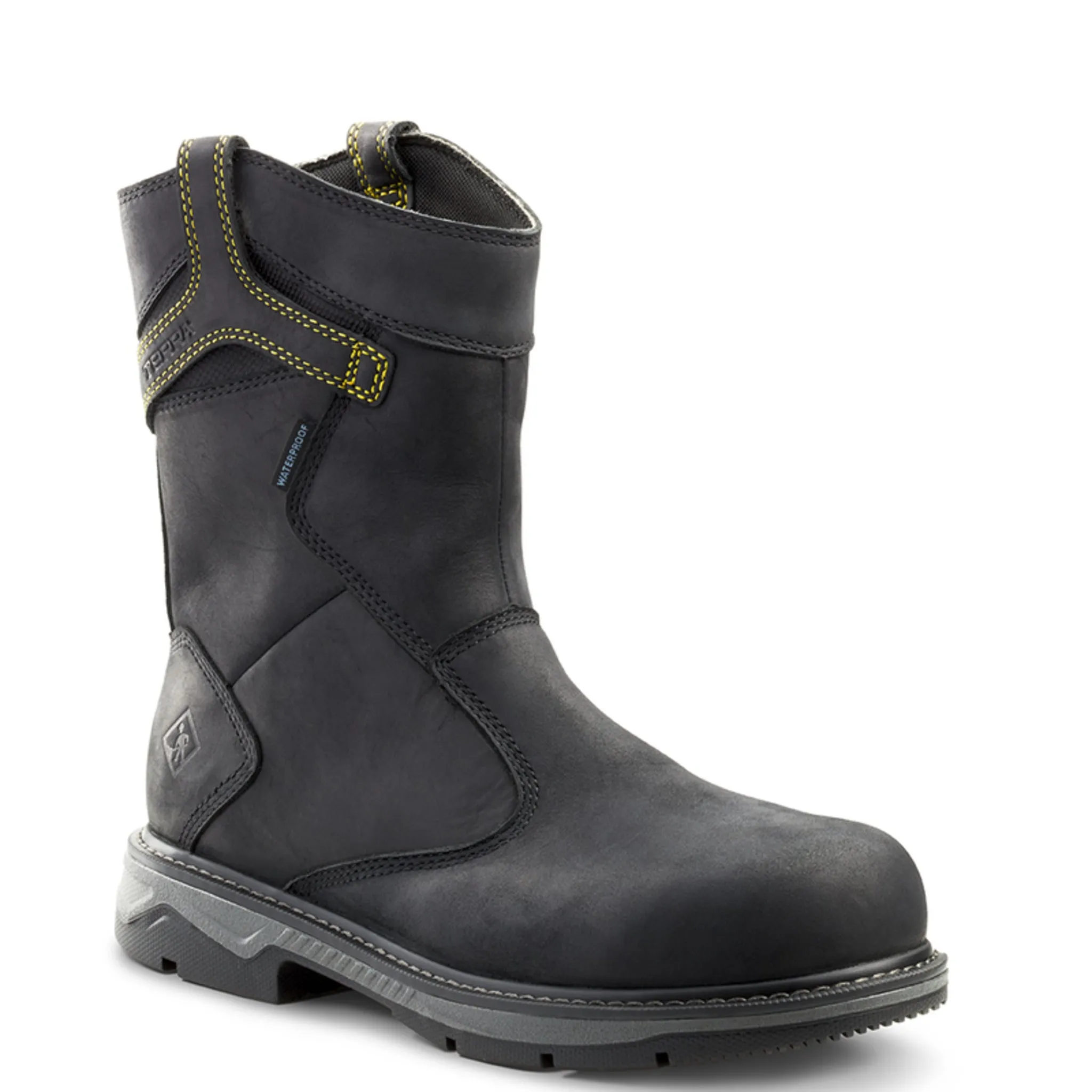 Terra Men's Safety Work Boots Patton Wellington 8" Leather Waterproof with Composite Toe and Plate | Sizes 3-15