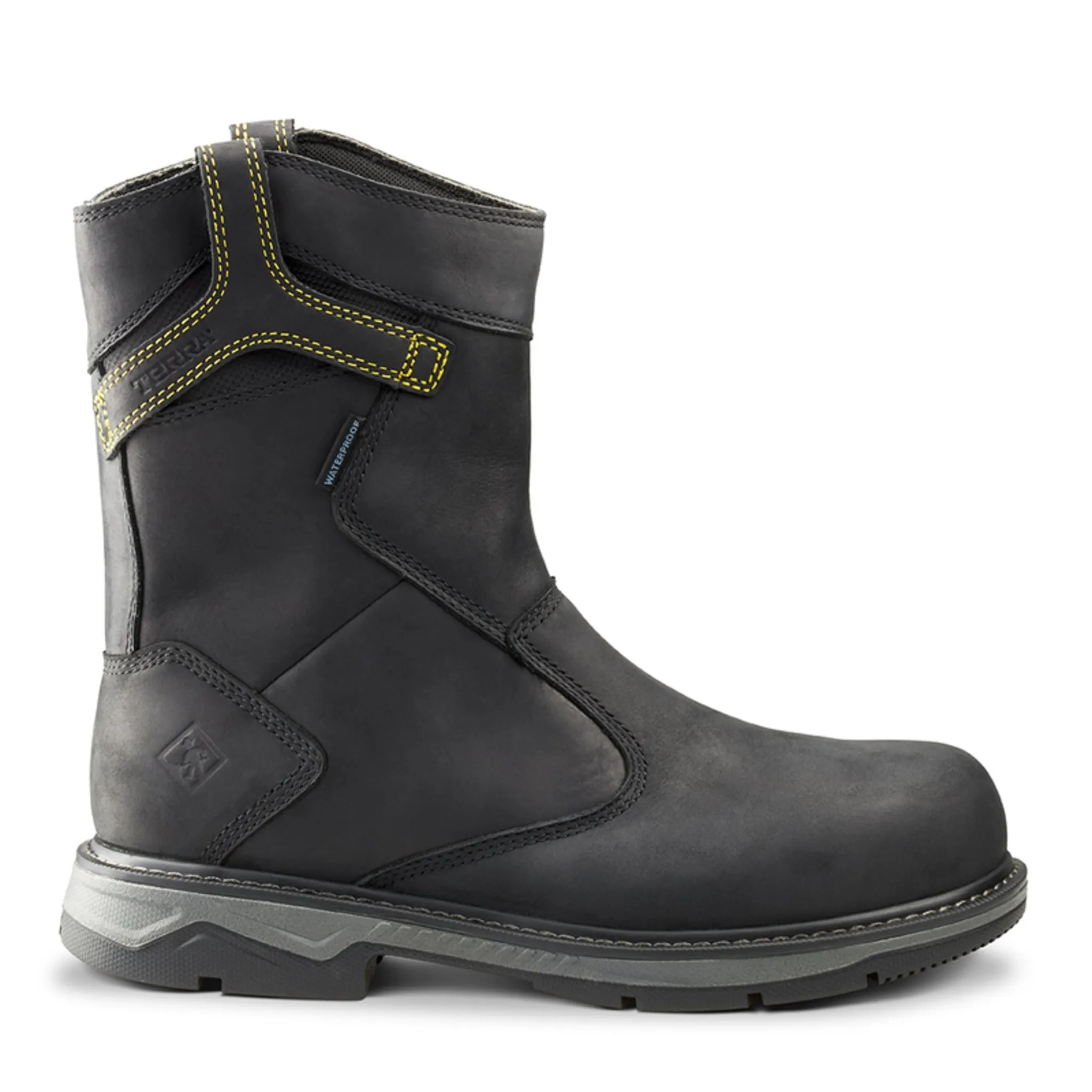 Terra Men's Safety Work Boots Patton Wellington 8" Leather Waterproof with Composite Toe and Plate | Sizes 3-15