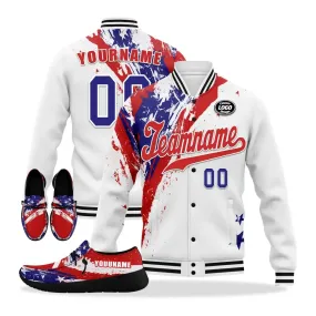 Unique Gift,Personalized Flag Combo Offer, Custom Patriotic Jackets and Slip On Loafer Shoes, Unisex Offer
