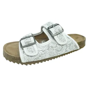 Very G Women's White Floral Double Strap Sandal