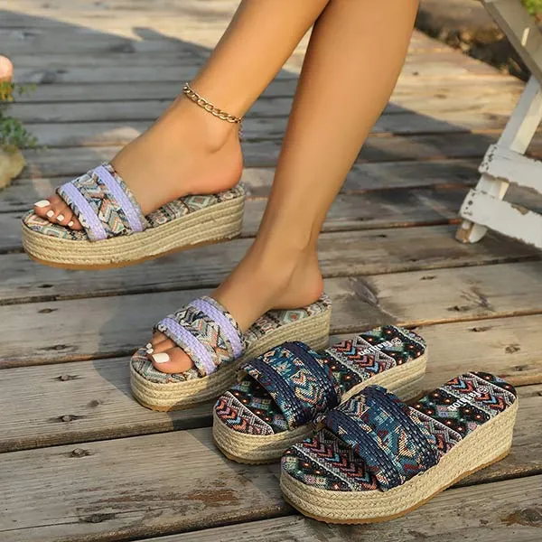 Women's Ethnic Style Thick Sole Slippers 61199304C