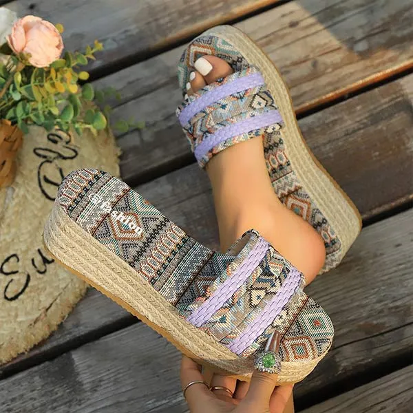 Women's Ethnic Style Thick Sole Slippers 61199304C