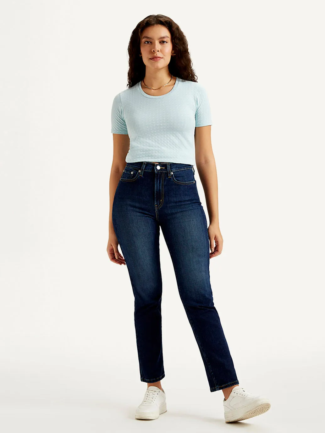 Women's High Rise Straight Fit Navy Jeans