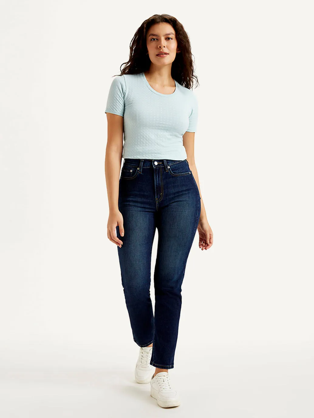 Women's High Rise Straight Fit Navy Jeans