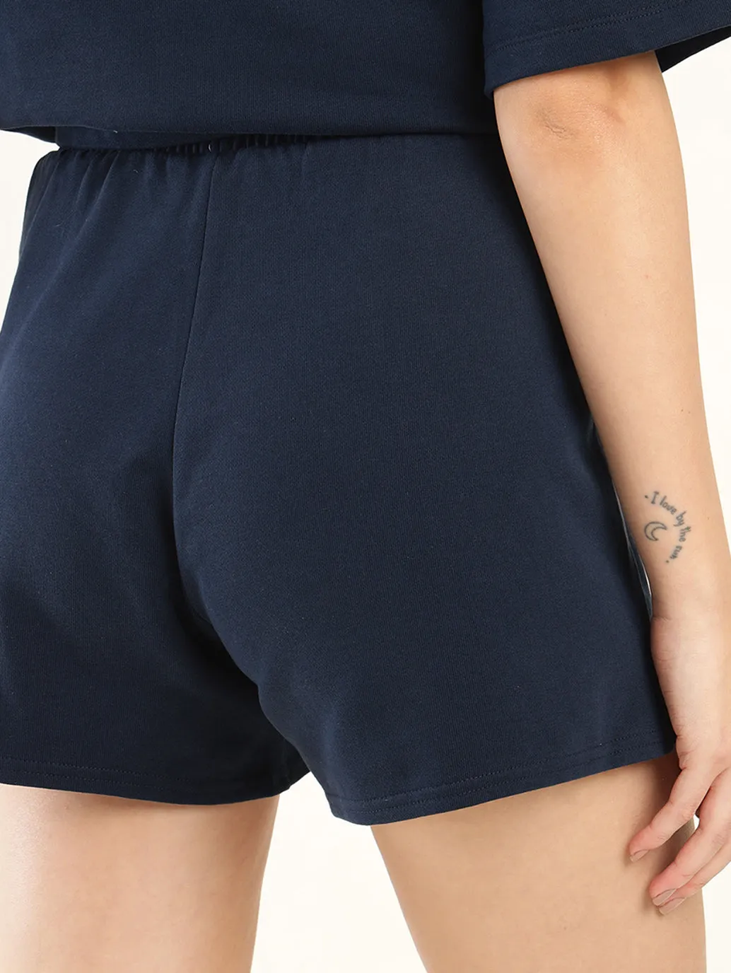 Women's Mid Rise Navy Regular Fit Shorts