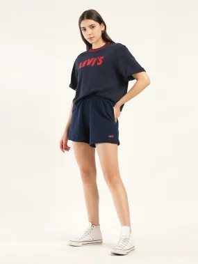 Women's Mid Rise Navy Regular Fit Shorts